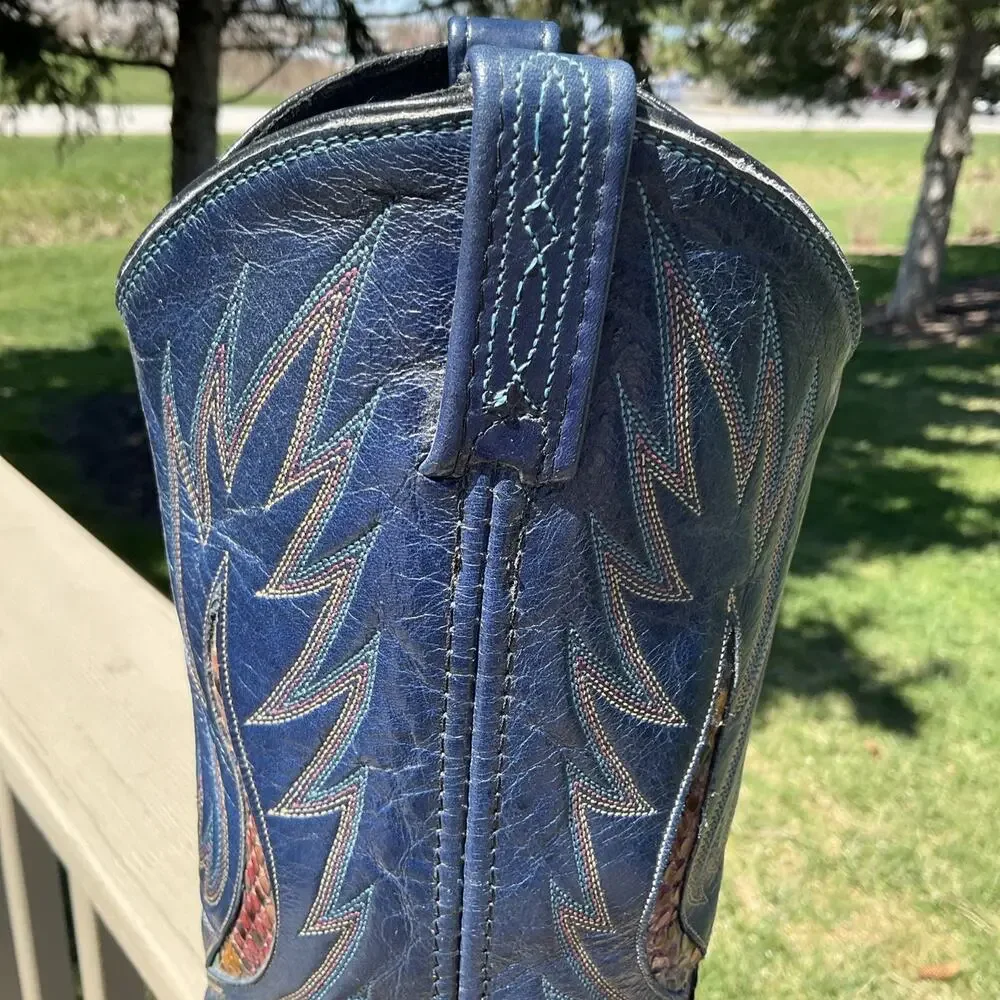 Dan Post Rainbow Python Snakeskin Western Cowgirl Cowboy Boots 14079 Womens 7 - Picture 9 of 16